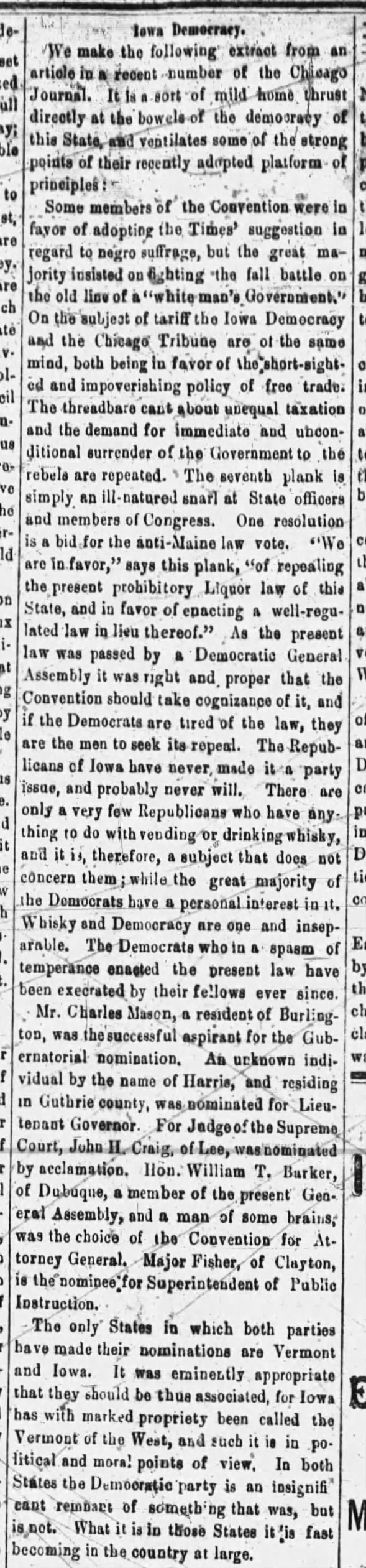 Chicago Times on the Democratic nominees